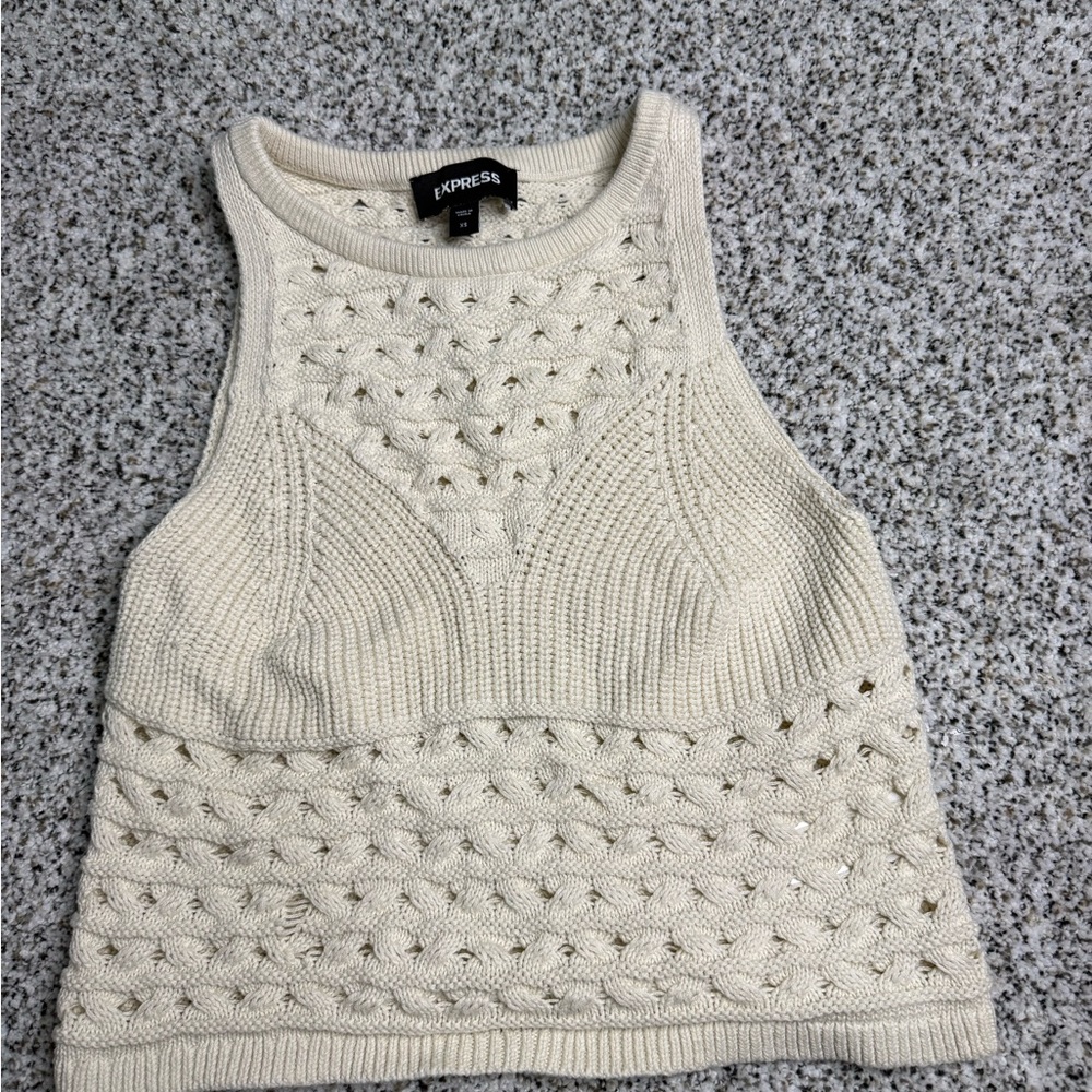 Express Ivory Textured Knit Top